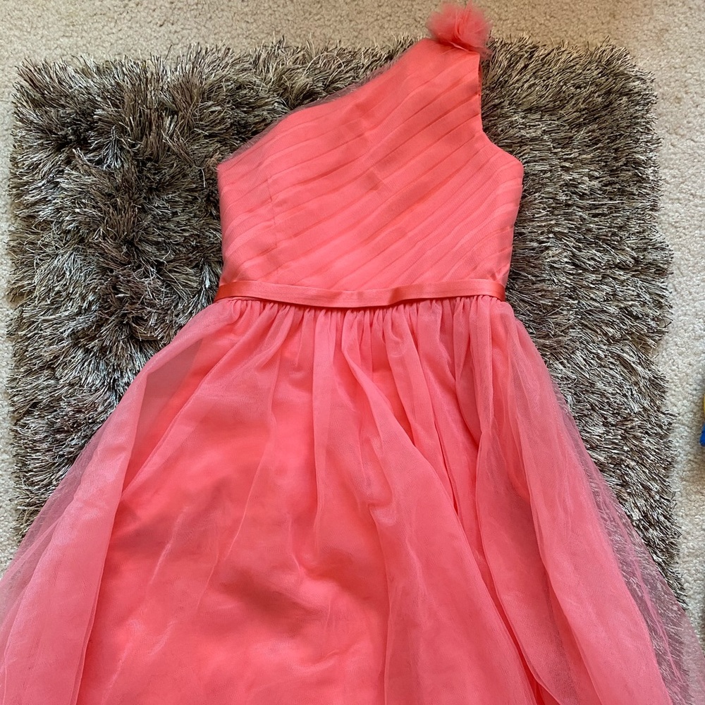 Azazie Pink One Sleeve dress with pink flower!